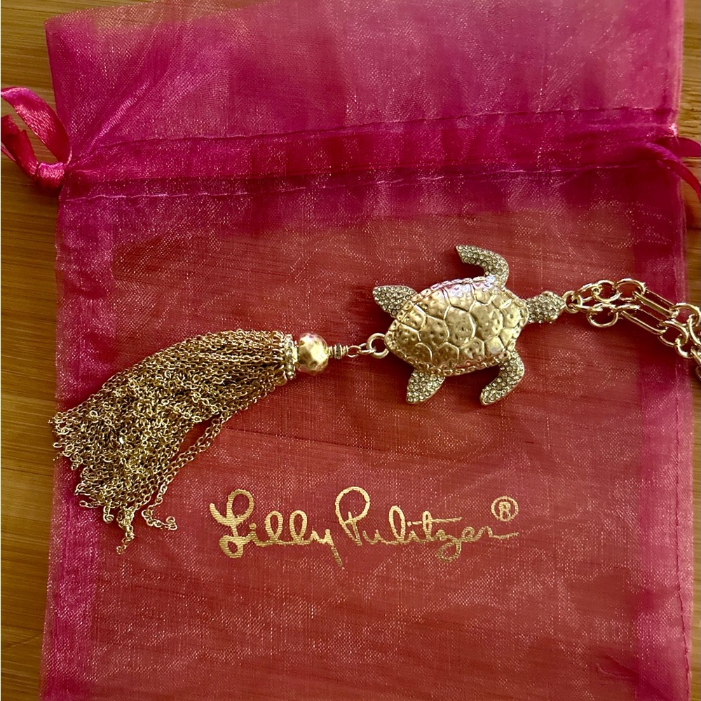 Lilly Pulitzer Gold Turtle Charm Necklace